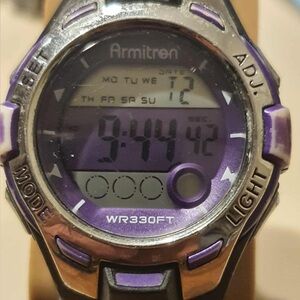🦋10/$20🦋 Armitron All Sport Silver/Purple Digital Alarm Chrono Women's Watch